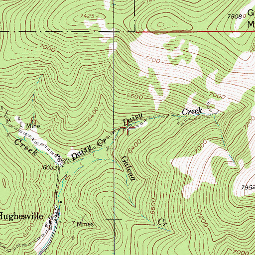 Topographic Map of Harrison/Moulton Mine, MT