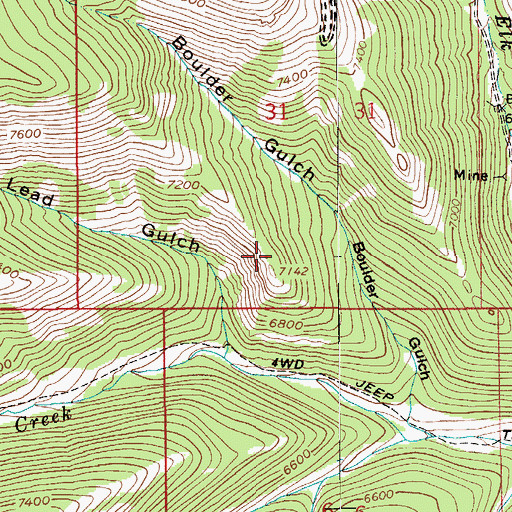 Topographic Map of SE SW Section 31 Mine, MT