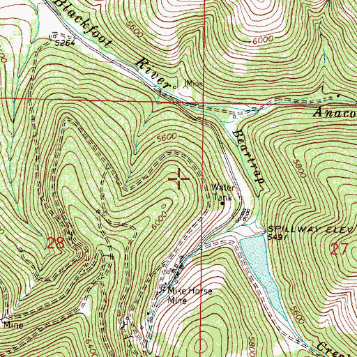 Topographic Map of Anaconda Mine, MT