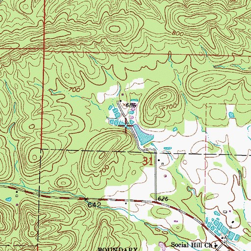 Topographic Map of Arkansas Noname 136 Reservoir, AR