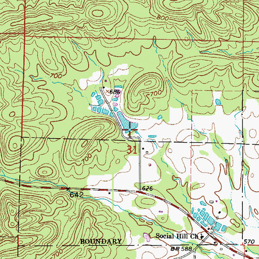 Topographic Map of Rector Lake Dam, AR