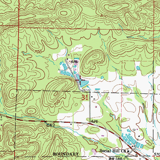 Topographic Map of Rector Lake, AR