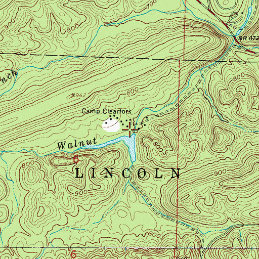 Topographic Map of Camp Clearfork Lake Dam, AR
