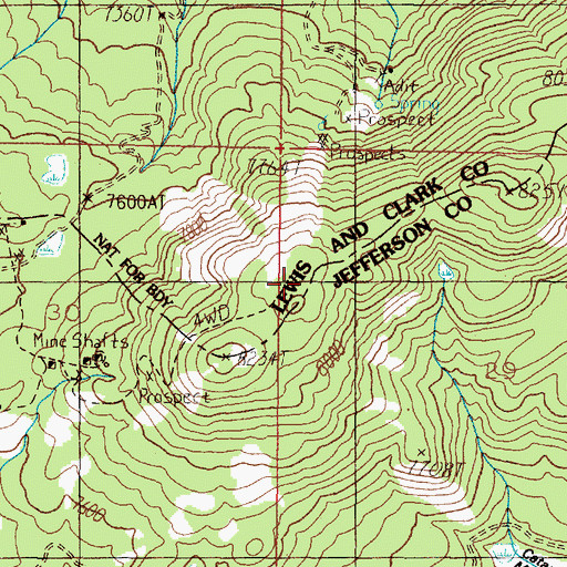 Topographic Map of May Lillie Mine, MT