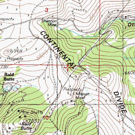 Topographic Map of NW NE Section 10 Mine, MT