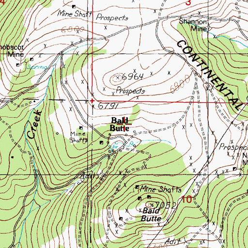 Topographic Map of Kenawa Mine, MT