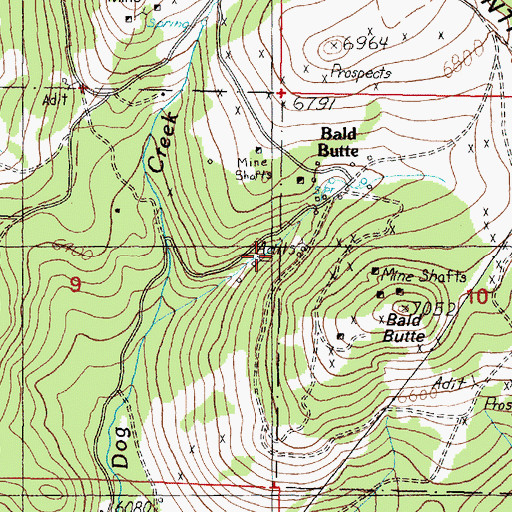 Topographic Map of Devon/Sterling Mine, MT