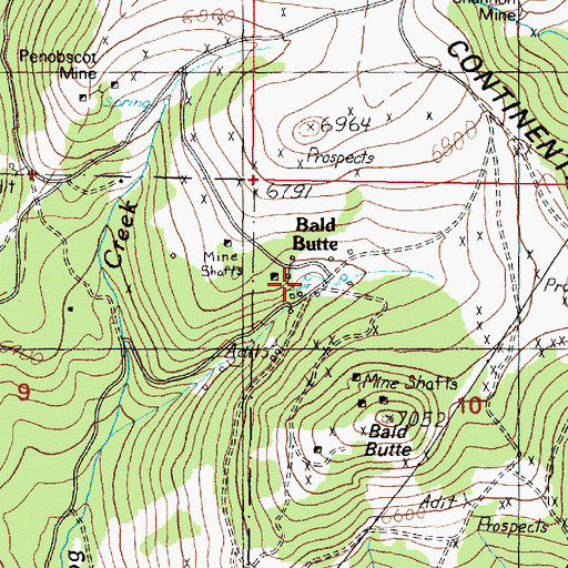 Topographic Map of Griff Mine, MT