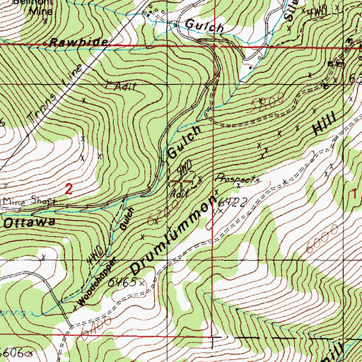 Topographic Map of Silver Creek Mine, MT