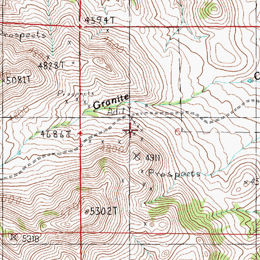 Topographic Map of NE SW Section 6 Mine, MT