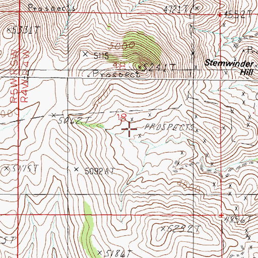 Topographic Map of NW SE Section 18 Mine, MT