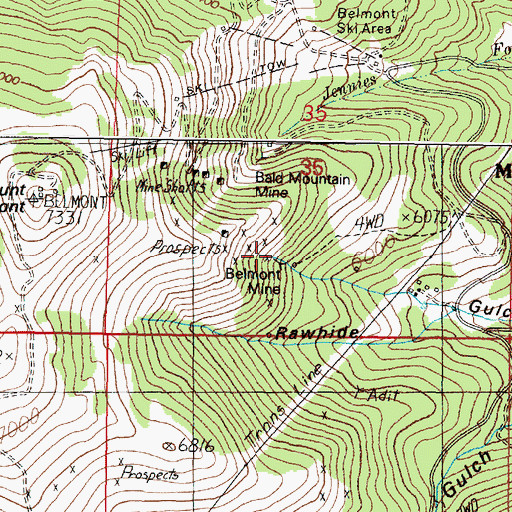 Topographic Map of Belmont Mine, MT