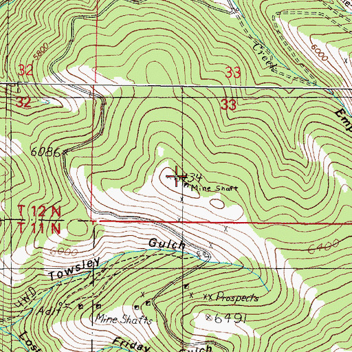 Topographic Map of SE SW Section 33 Mine, MT