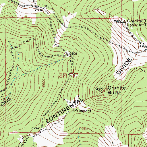 Topographic Map of Prize Mine, MT