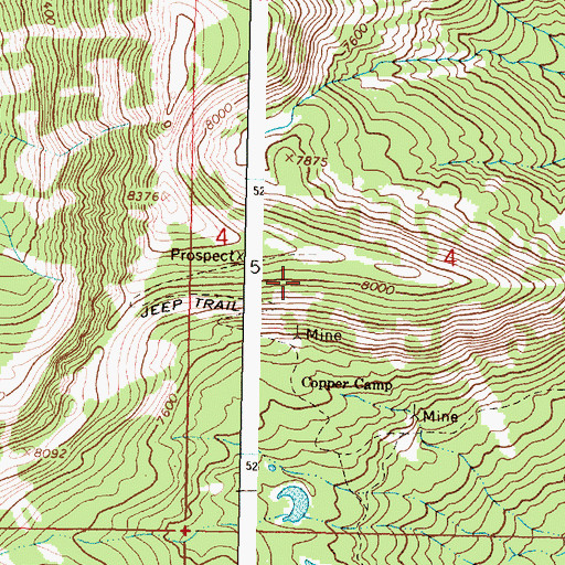 Topographic Map of Copper Camp Mine, MT
