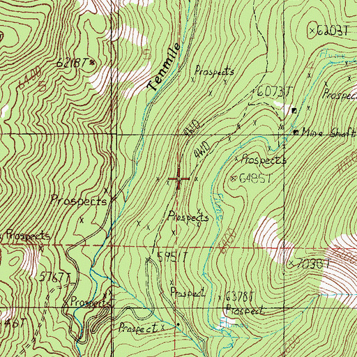 Topographic Map of Bunker Hill, MT