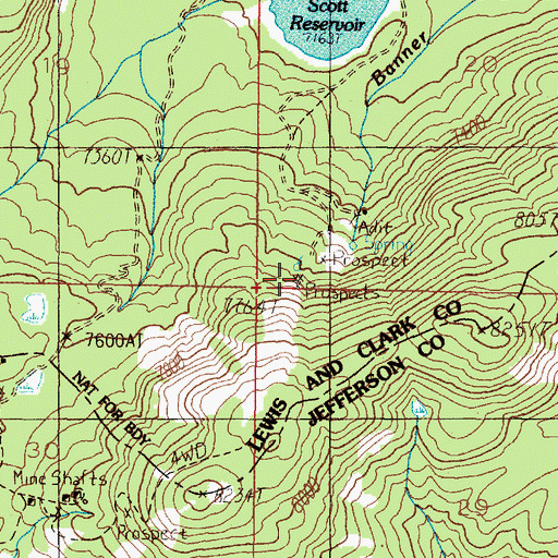 Topographic Map of Woodrow Wilson, MT