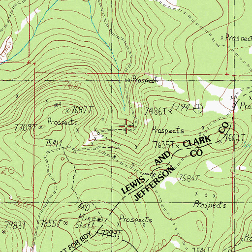 Topographic Map of Queensbury, MT