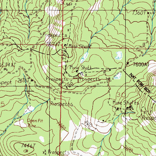 Topographic Map of Lady Hennessy Mine, MT