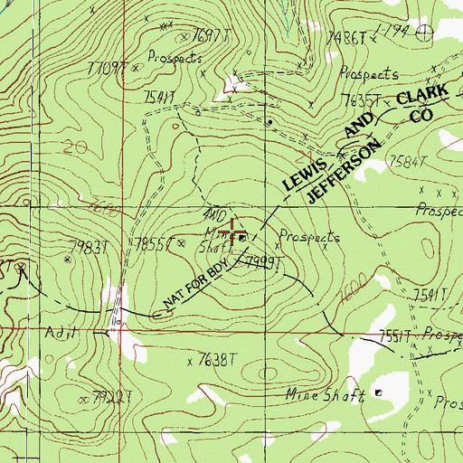 Topographic Map of Garfield, MT