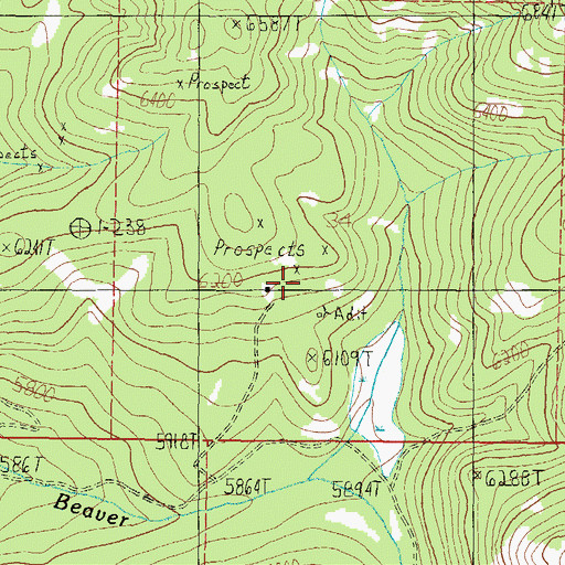 Topographic Map of NE SW Section 34 Mine, MT