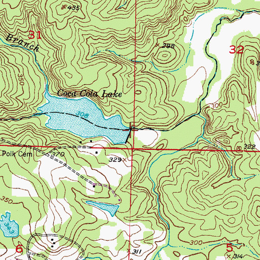 Topographic Map of Coca Cola Lake Dam, AR