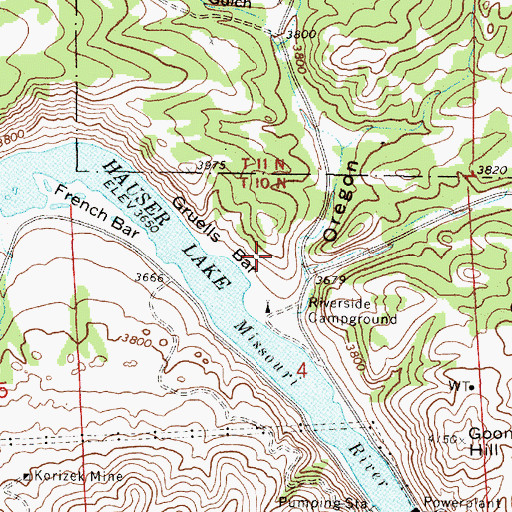 Topographic Map of Gruells Bar Mine, MT