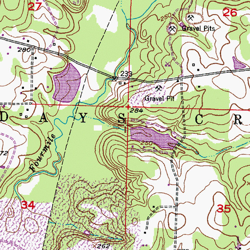 Topographic Map of Davis Lake Dam, AR