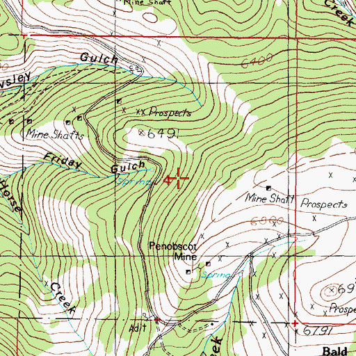 Topographic Map of SW NE Section 4 Mine, MT