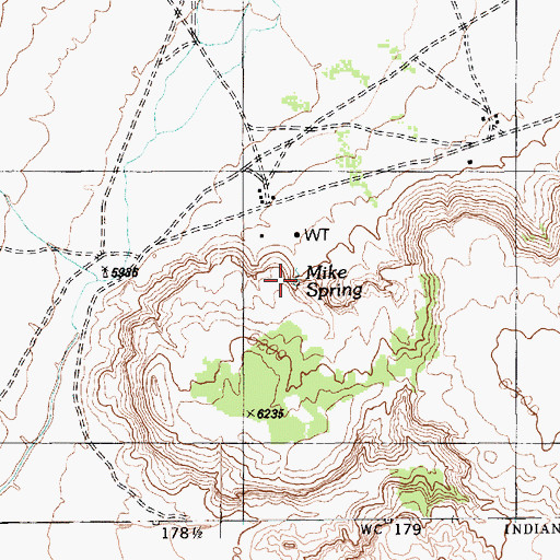 Topographic Map of Mike Spring, AZ