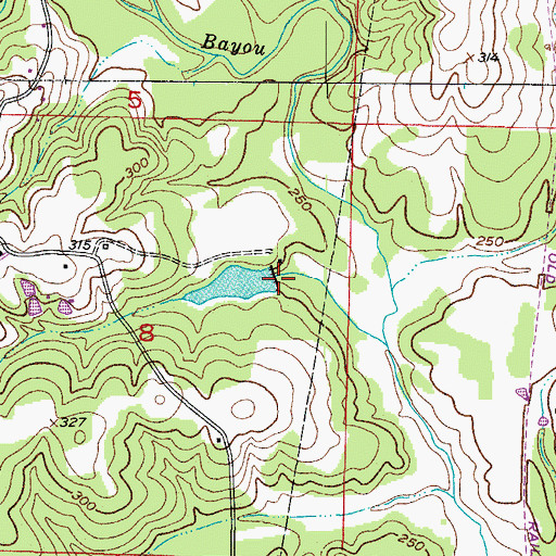 Topographic Map of Westmoreland Lake Dam, AR