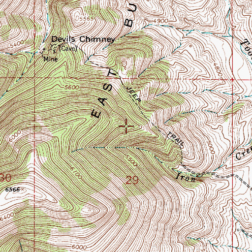 Topographic Map of Tootsie Creek Number 2 Mine, MT