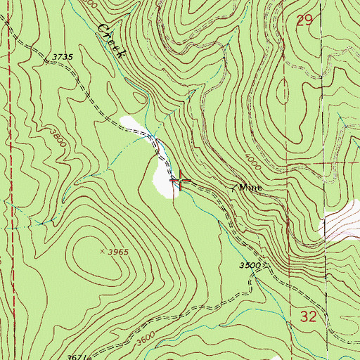 Topographic Map of Standard Creek Mine, MT