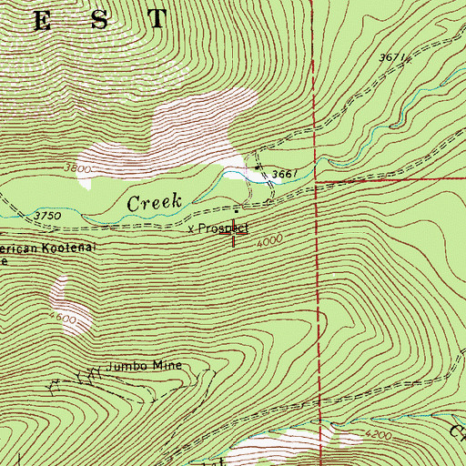 Topographic Map of West Fisher Creek Mine, MT