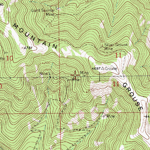 Topographic Map of Grouse Mountain Number 4 Mine, MT