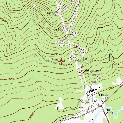 Topographic Map of Yaak Mine, MT