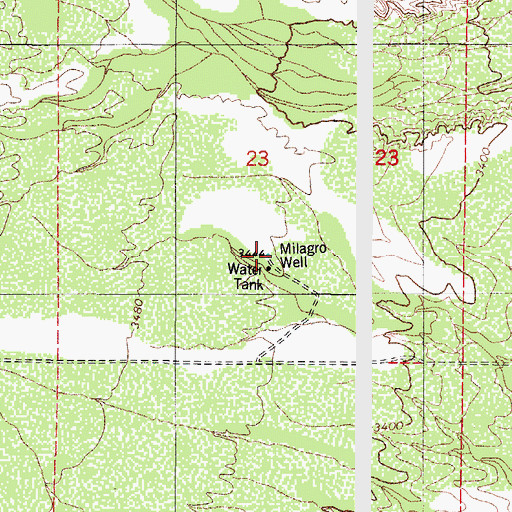 Topographic Map of Milagro Well, AZ