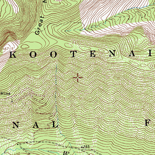 Topographic Map of Great Northern Mine, MT