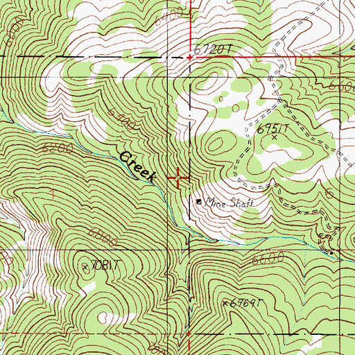 Topographic Map of Bear Trap Creek Mine, MT