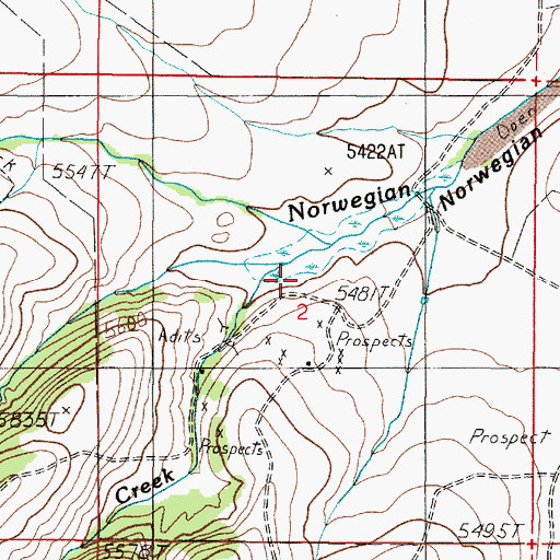Topographic Map of Norwegian Mine, MT