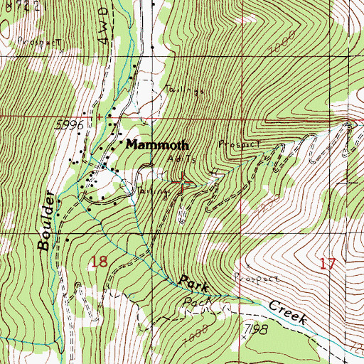 Topographic Map of Mammoth Mine, MT