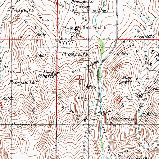 Topographic Map of Helene-Birdia Mine, MT
