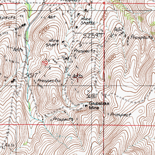 Topographic Map of Golconda Mine, MT