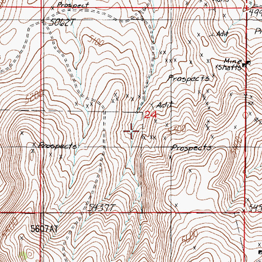 Topographic Map of Tobacco Root Mine, MT