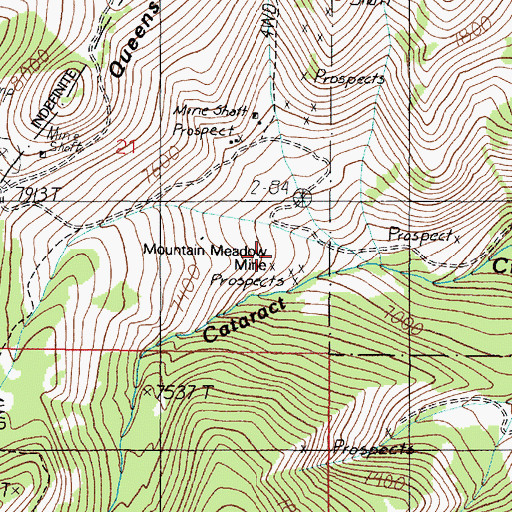 Topographic Map of Mountain Meadow Mine, MT