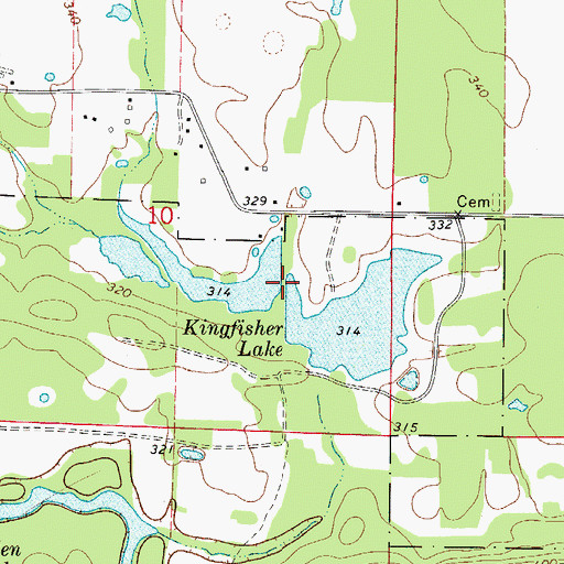 Topographic Map of Kingfisher Lake Dam, AR