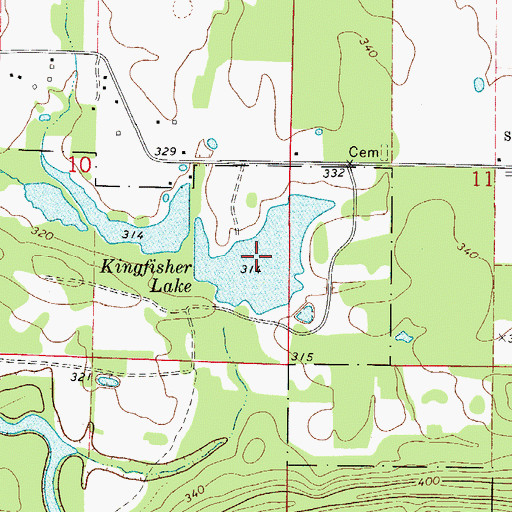 Topographic Map of Kingfisher Lake, AR