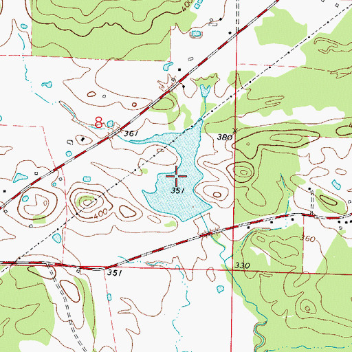 Topographic Map of Harris Fish Farm Reservoir, AR