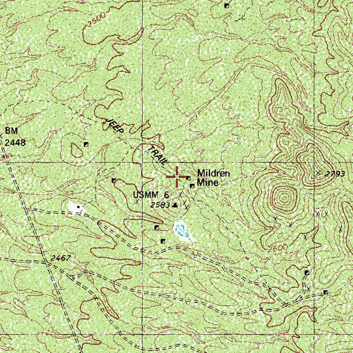 Topographic Map of Mildred Mine, AZ