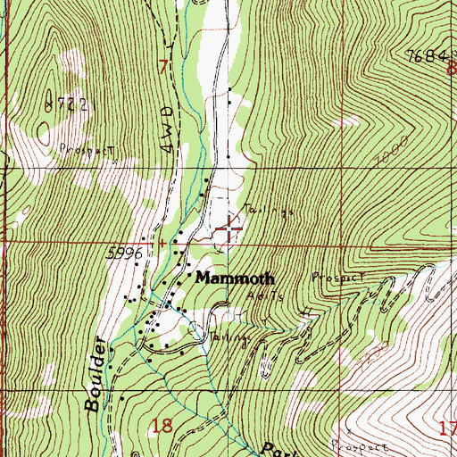 Topographic Map of Mammoth Tailings, MT